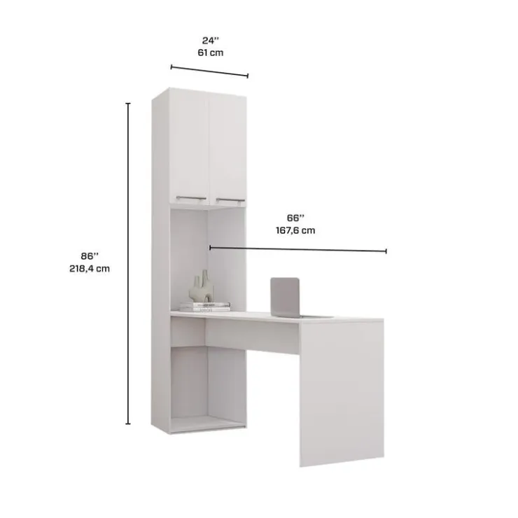 Storage Unit with Desk - White Discount