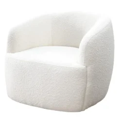 Swivel Armchair White / Ivory New