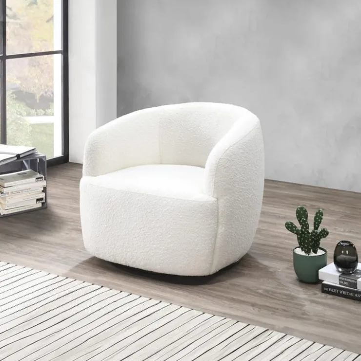Swivel Armchair White / Ivory New