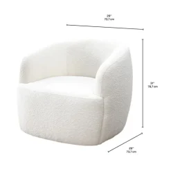 Swivel Armchair White / Ivory New