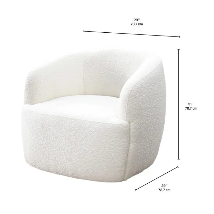 Swivel Armchair White / Ivory New