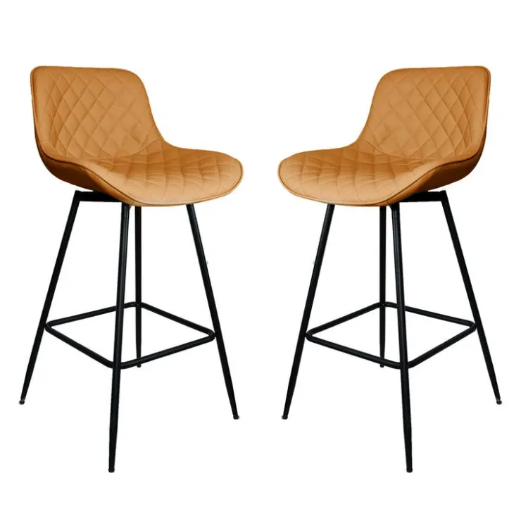 Swivel Barstools (Set of 2) Tan / Orange Discount