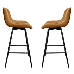 Swivel Barstools (Set of 2) Tan / Orange Discount