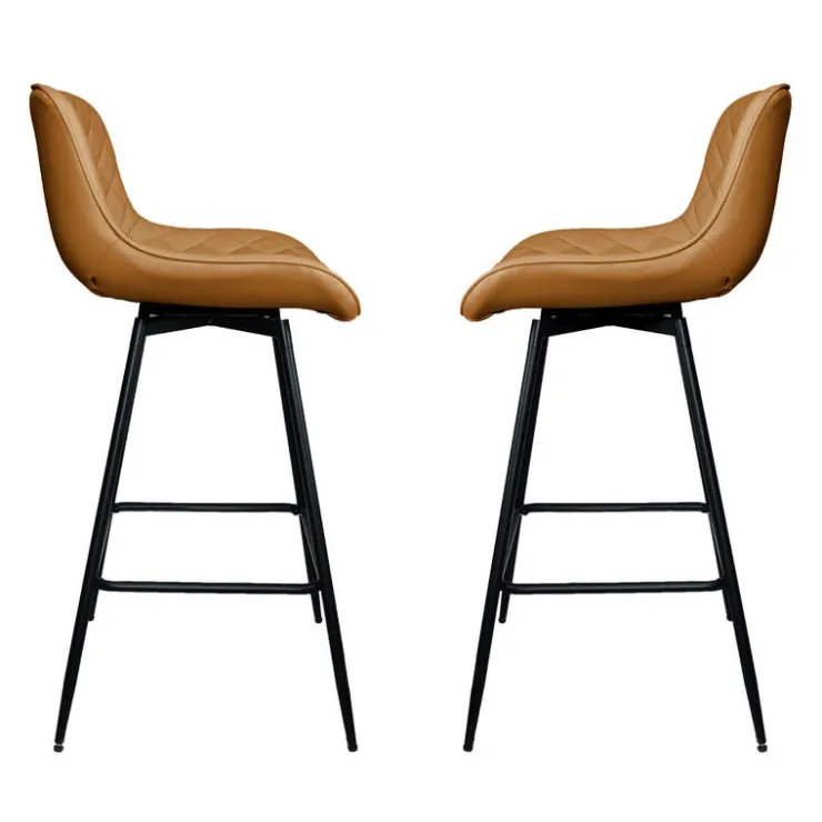 Swivel Barstools (Set of 2) Tan / Orange Discount