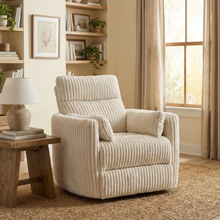 MINHAS Swivel Corduroy Velvet Rocker Recliner - BEIGE Outlet