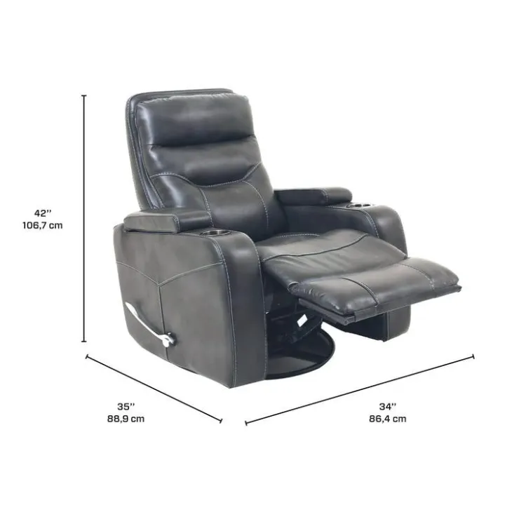 Swivel Rocker Recliner with Storage - Grey New