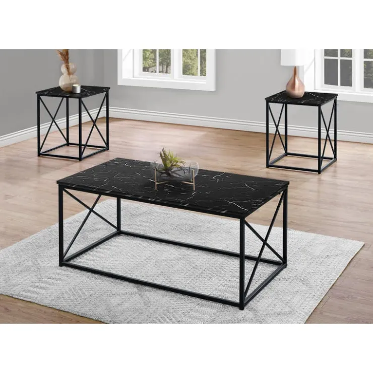 Monarch Table set - 3pcs set / marble / metal - Black