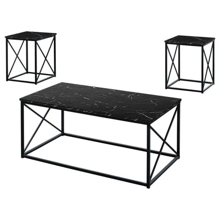 Monarch Table set - 3pcs set / marble / metal - Black