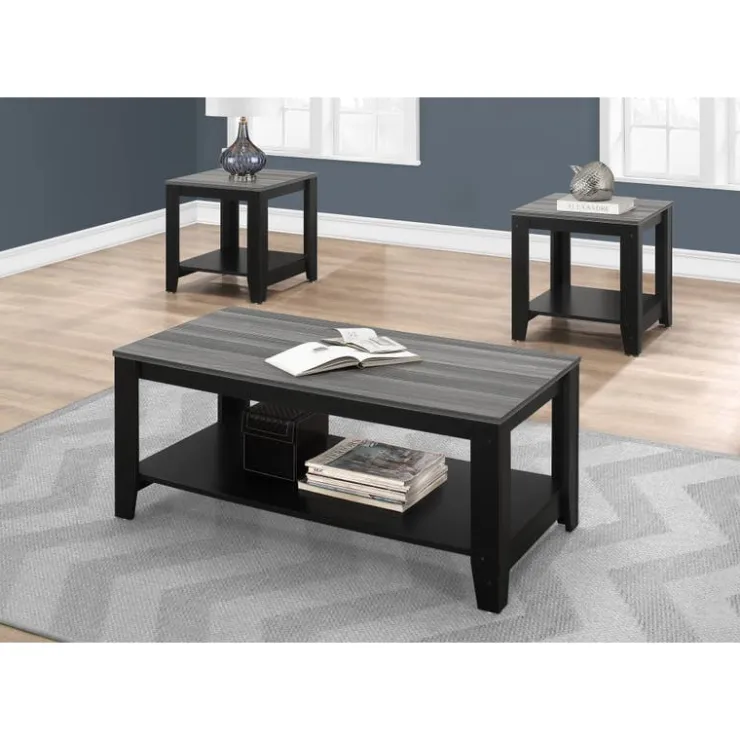 Monarch Table set - 3pcs set / / grey top - Black Clearance