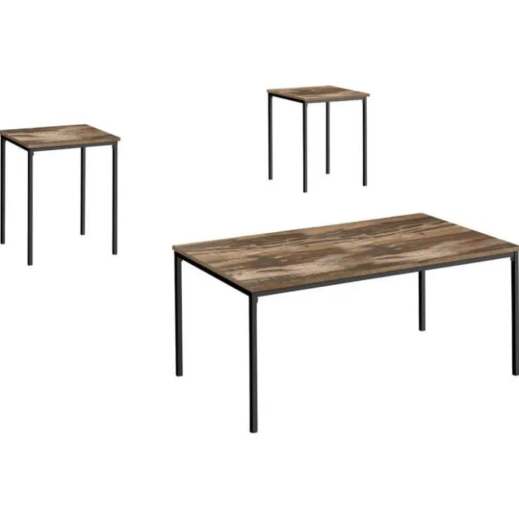 Monarch Table set - 3pcs set / reclaimed / black metal - Brown Discount