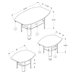 Monarch Table set - 3pcs set / - Dark Taupe New