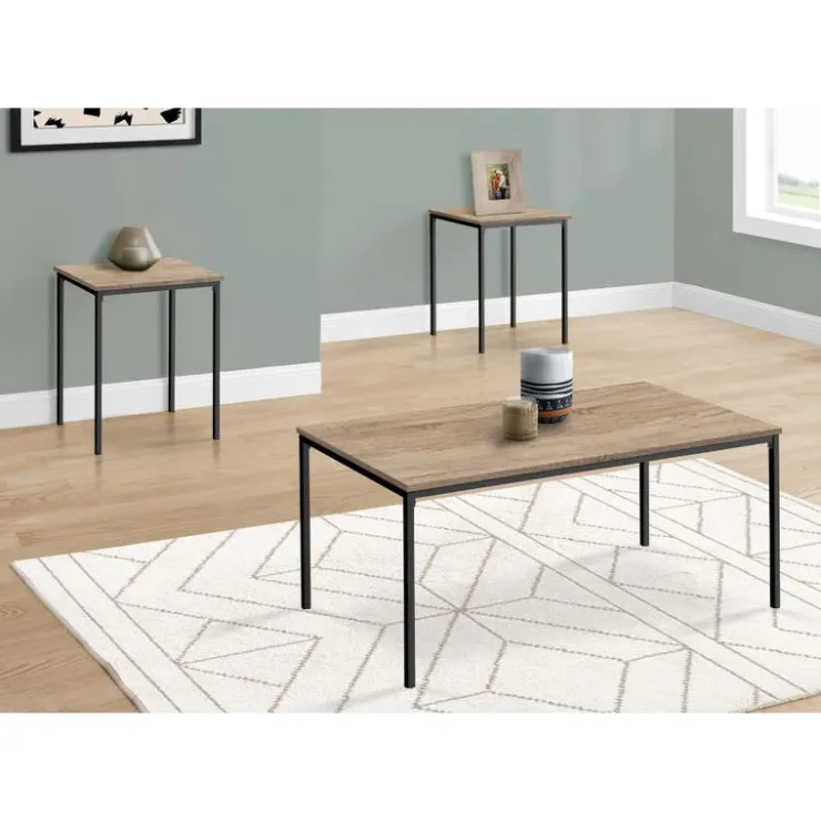Monarch Table set - 3pcs set / / black metal - Dark Taupe Outlet