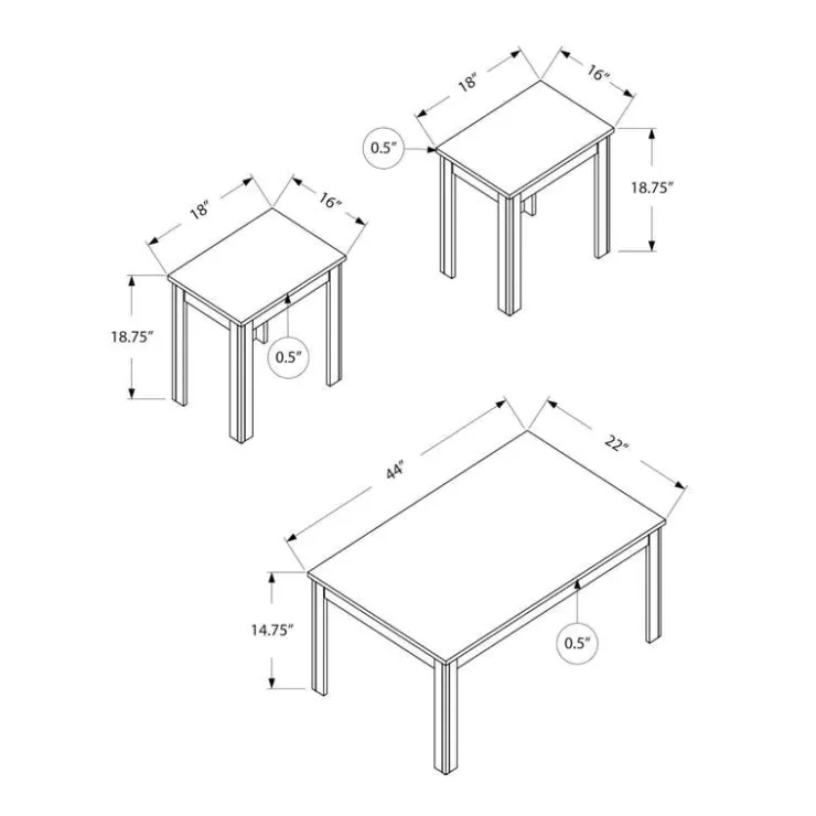 Monarch Table set - 3pcs set / - Espresso Clearance