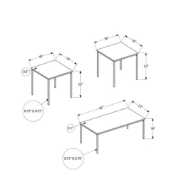 Monarch Table set - 3pcs set / / black metal - Grey Online