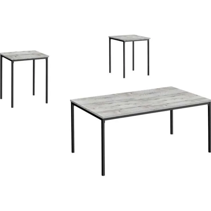 Monarch Table set - 3pcs set / / black metal - Grey Online