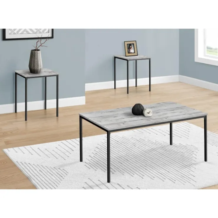 Monarch Table set - 3pcs set / / black metal - Grey Online
