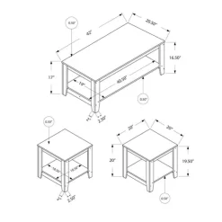 Monarch Table set - 3pcs set / industrial - Grey Hot
