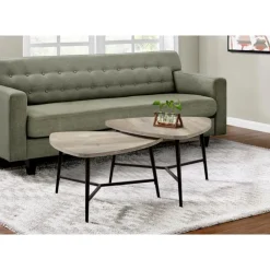 Monarch Table set - 2pcs set / reclaimed wood / black metal - Taupe New
