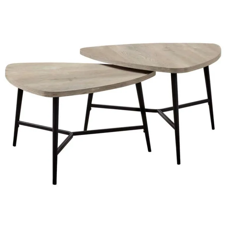 Monarch Table set - 2pcs set / reclaimed wood / black metal - Taupe New
