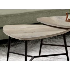 Monarch Table set - 2pcs set / reclaimed wood / black metal - Taupe New
