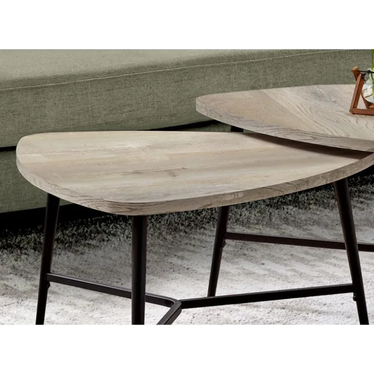 Monarch Table set - 2pcs set / reclaimed wood / black metal - Taupe New