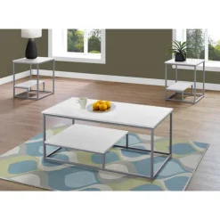Monarch Table set - 3pcs set / / silver metal - White Discount