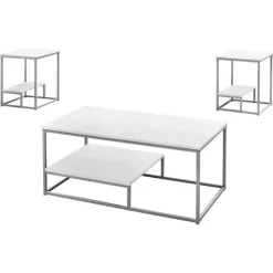 Monarch Table set - 3pcs set / / silver metal - White Discount