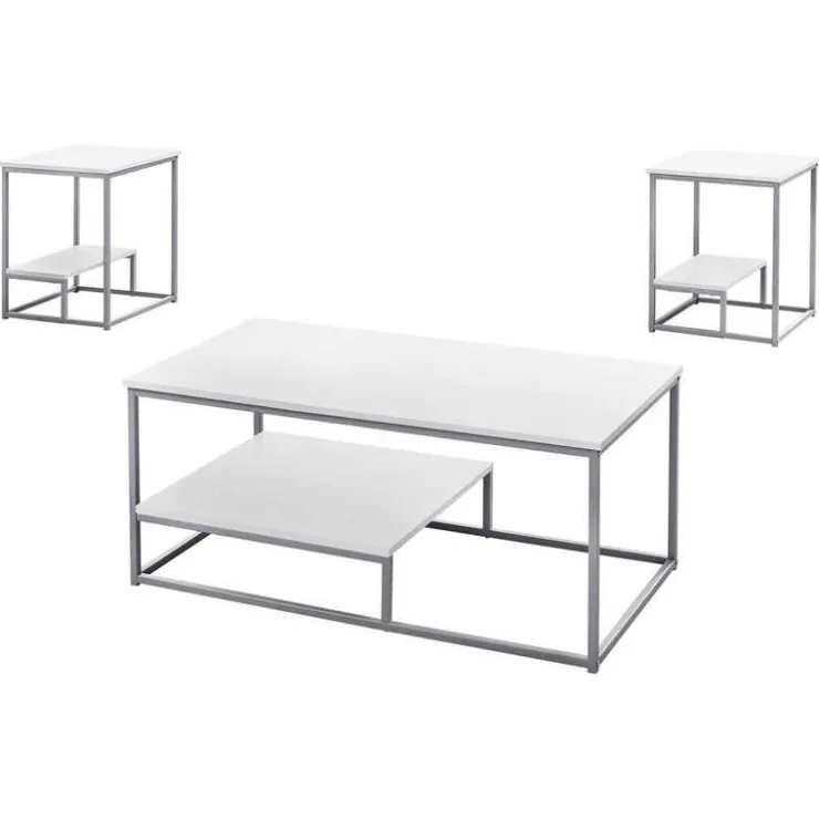 Monarch Table set - 3pcs set / / silver metal - White Discount