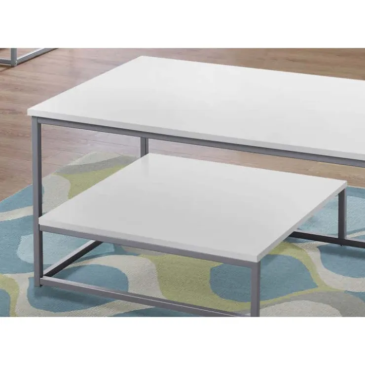Monarch Table set - 3pcs set / / silver metal - White Discount