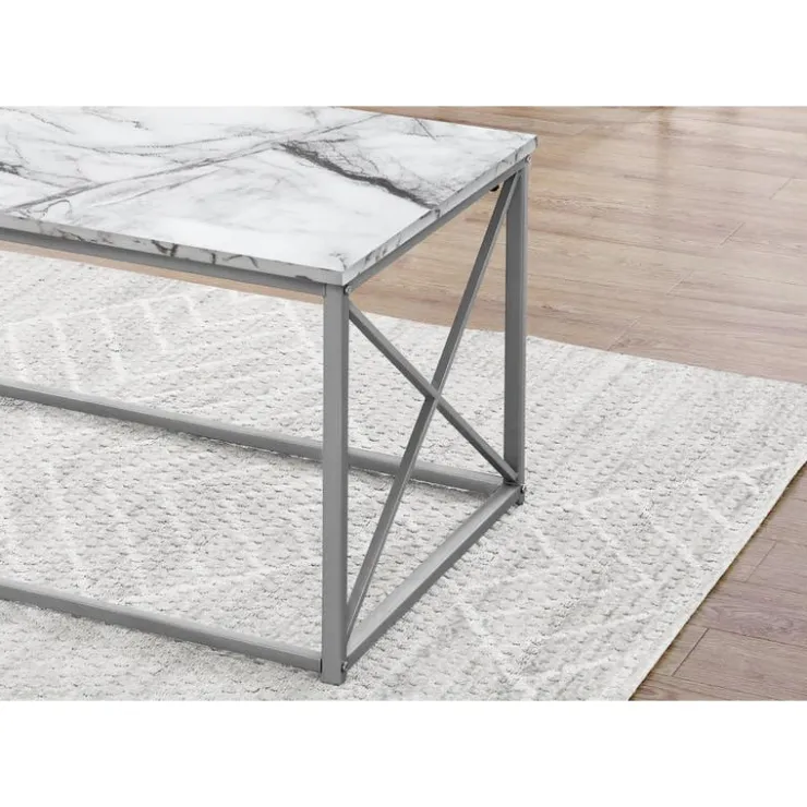 Monarch Table set - 3pcs set / marble / silver metal - White Outlet