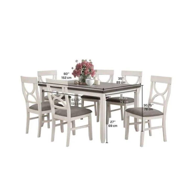 Table with 4 chairs Grey/white Outlet