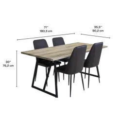 Table with 4 Chairs - Black Hot