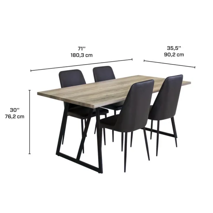 Table with 4 Chairs - Black Hot