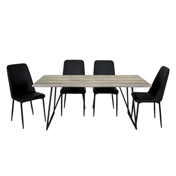 Table with 4 Chairs - Black Hot