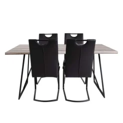 Table with 4 Chairs - Black Sale