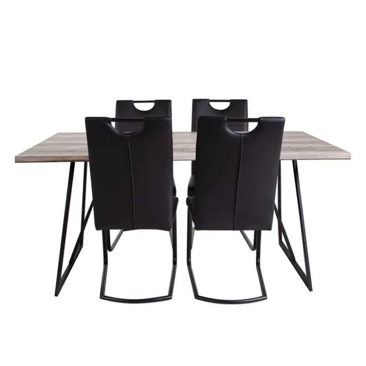 Table with 4 Chairs - Black Sale
