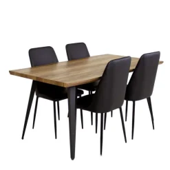 Table with 4 Chairs - Black Discount