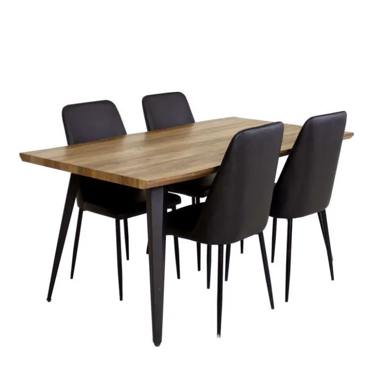 Table with 4 Chairs - Black Discount