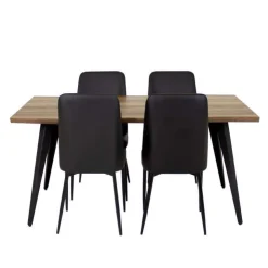 Table with 4 Chairs - Black Discount