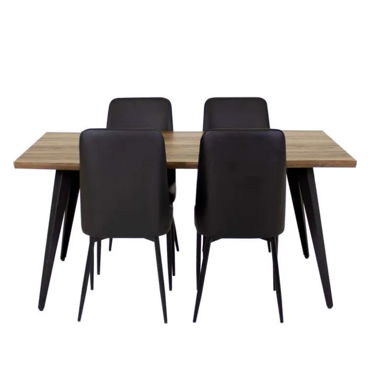 Table with 4 Chairs - Black Discount