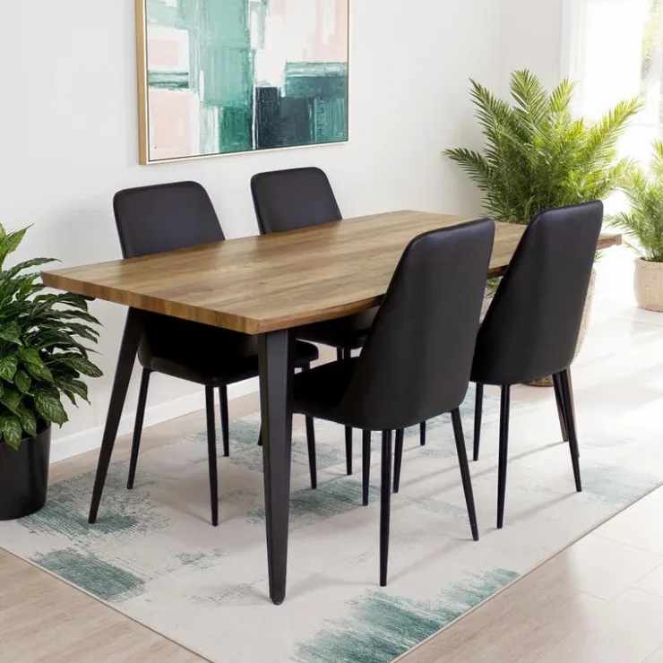 Table with 4 Chairs - Black Discount