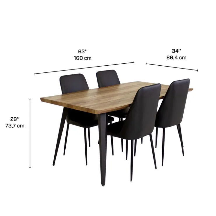 Table with 4 Chairs - Black Discount