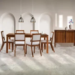 Arboit Poitras Table with Extension Leaf (54" to 70") and 6 Chairs - Brown