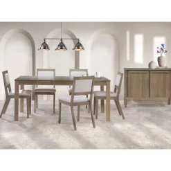 Arboit Poitras Table with Extension Leaf (54” to 70”) and 4 Chairs - Ash Wood Grey/Brown Hot