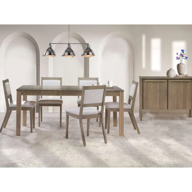 Arboit Poitras Table with Extension Leaf (54” to 70”) and 4 Chairs - Ash Wood Grey/Brown Hot