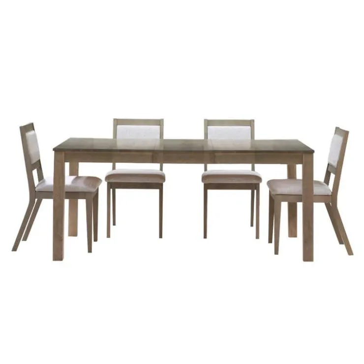 Arboit Poitras Table with Extension Leaf (54” to 70”) and 4 Chairs - Ash Wood Grey/Brown Hot