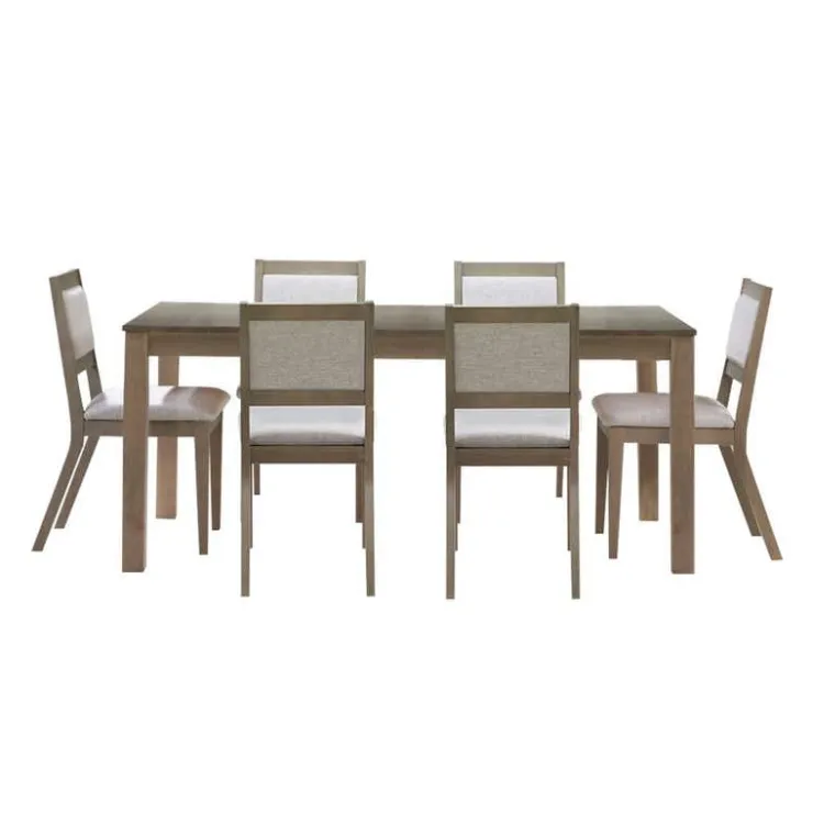 Arboit Poitras Table with Extension Leaf (54" to 70") and 6 Chairs - Ash Wood Grey/Brown Clearance