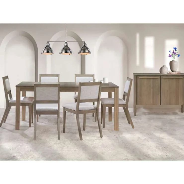 Arboit Poitras Table with Extension Leaf (54" to 70") and 6 Chairs - Ash Wood Grey/Brown Clearance