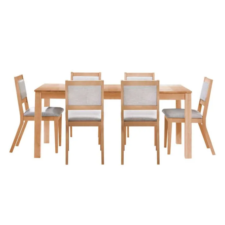 Arboit Poitras Table with Extension Leaf (54" to 70") and 6 Chairs - Natural Greige Clearance