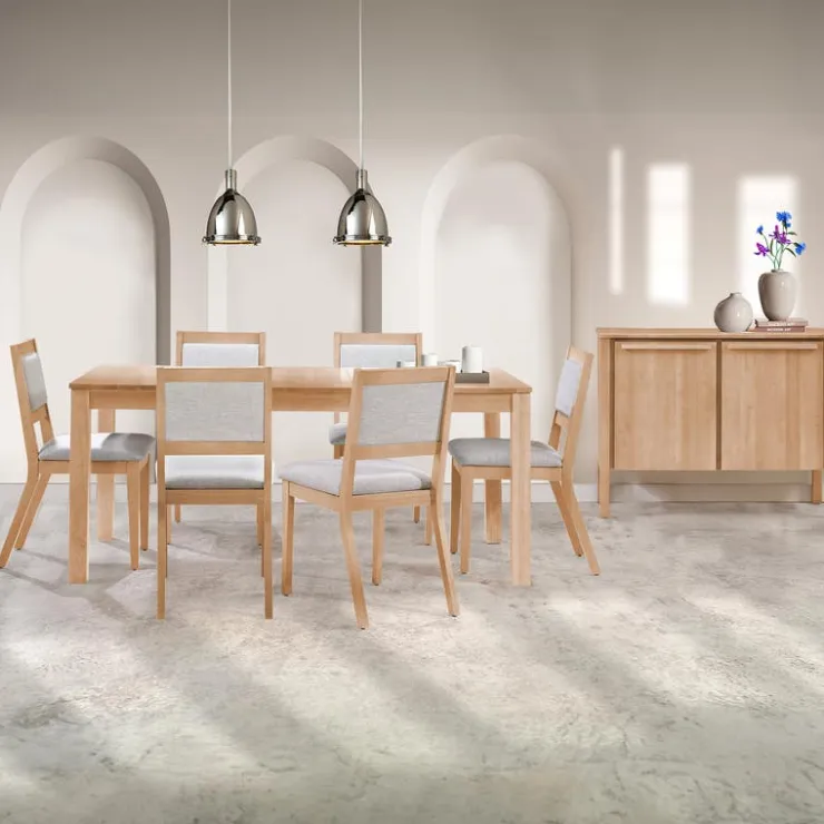 Arboit Poitras Table with Extension Leaf (54" to 70") and 6 Chairs - Natural Greige Clearance